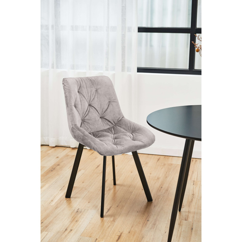 2x Welurowe krzesło tapicerowane pikowane SJ.33 Beżowe aranżacja salonu