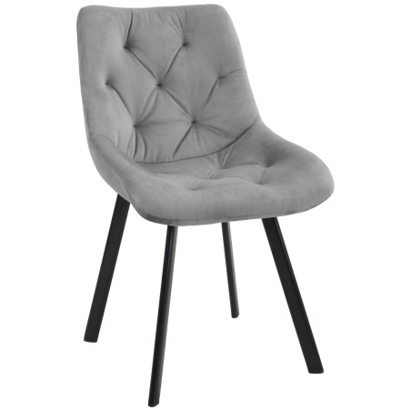 2x Welurowe krzesło tapicerowane pikowane SJ.33 Szare przód