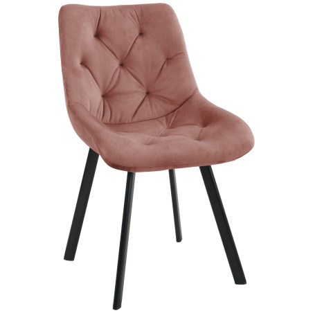 2x Welurowe krzesło tapicerowane pikowane SJ.33 Pudrowy róż przód