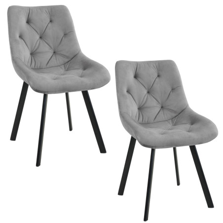2x Welurowe krzesło tapicerowane pikowane SJ.33 Szare