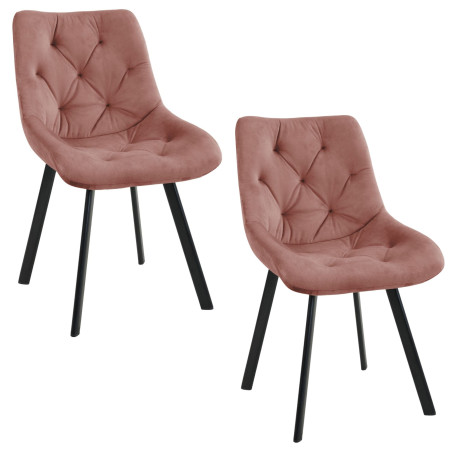 2x Welurowe krzesło tapicerowane pikowane SJ.33 Pudrowy róż