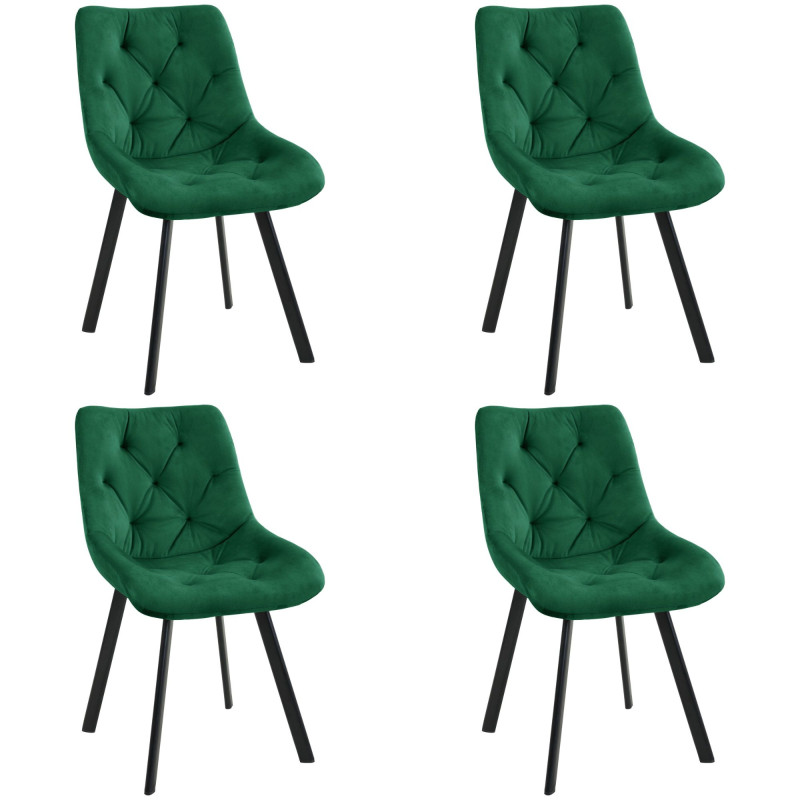 4x Welurowe krzesło tapicerowane pikowane SJ.33 Butelkowa Zieleń