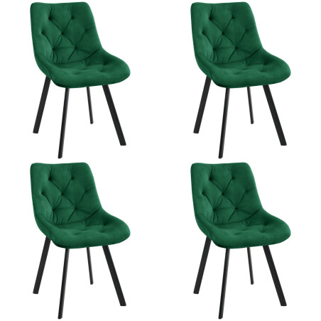 4x Welurowe krzesło tapicerowane pikowane SJ.33 Butelkowa Zieleń
