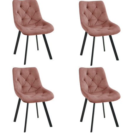 4x Welurowe krzesło tapicerowane pikowane SJ.33 Pudrowy róż