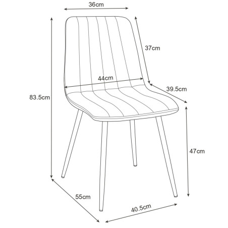2x Welurowe krzesło tapicerowane pikowane SJ.9 Czarne wymiary