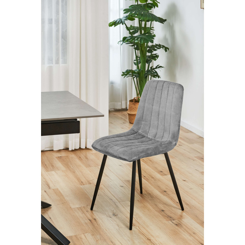 2x Welurowe krzesło tapicerowane pikowane SJ.9 Szare aranżacja salonu
