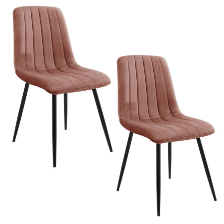 2x Welurowe krzesło tapicerowane pikowane SJ.9 Pudrowy Róż