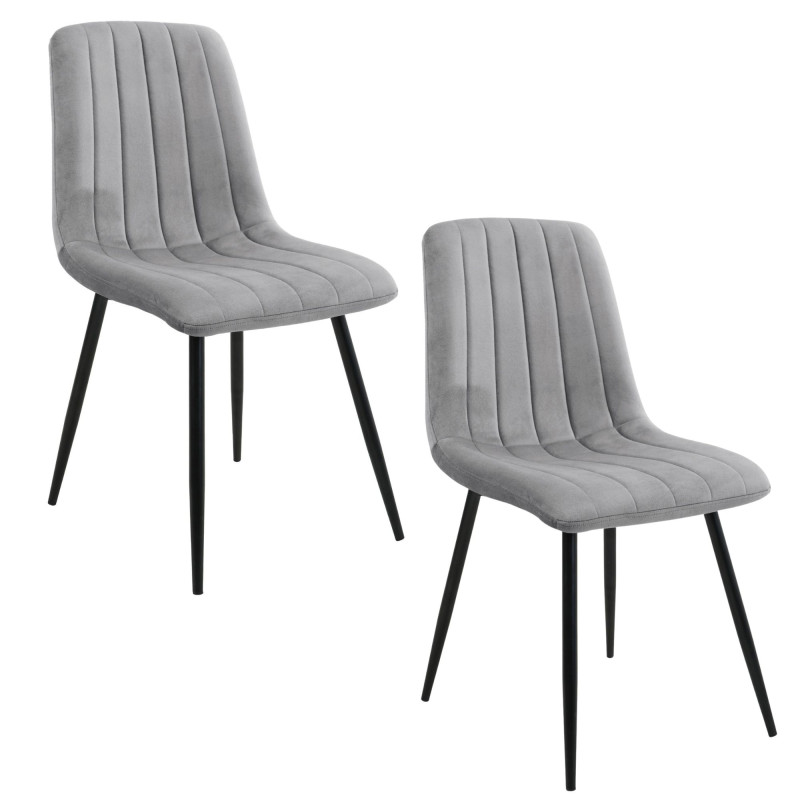 2x Welurowe krzesło tapicerowane pikowane SJ.9 Szare
