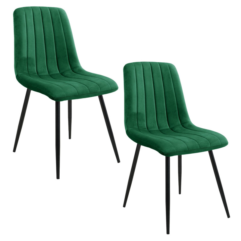 2x Welurowe krzesło tapicerowane pikowane SJ.9 Butelkowa Zieleń