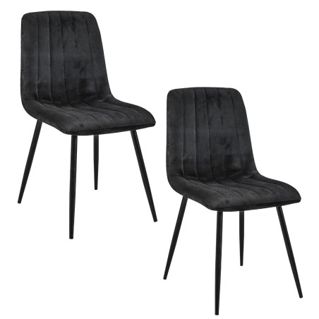2x Welurowe krzesło tapicerowane pikowane SJ.9 Czarne