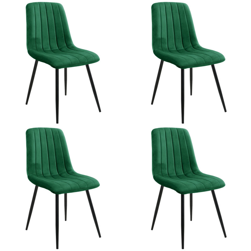 4x Welurowe krzesło tapicerowane pikowane SJ.9 Butelkowa Zieleń