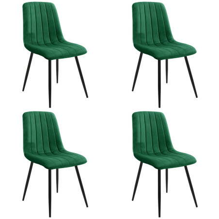 4x Welurowe krzesło tapicerowane pikowane SJ.9 Butelkowa Zieleń