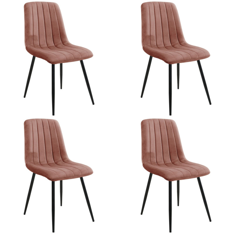 4x Welurowe krzesło tapicerowane pikowane SJ.9 Pudrowy Róż