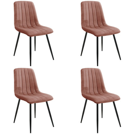 4x Welurowe krzesło tapicerowane pikowane SJ.9 Pudrowy Róż