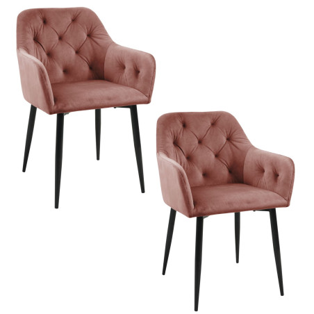 2x Welurowe krzesło tapicerowane pikowane SJ.030 Różowe