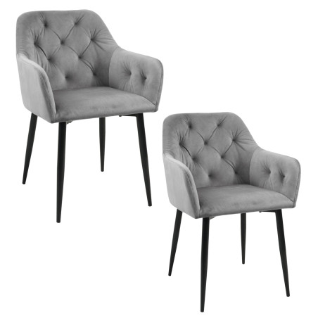 2x Welurowe krzesło tapicerowane pikowane SJ.030 Szare