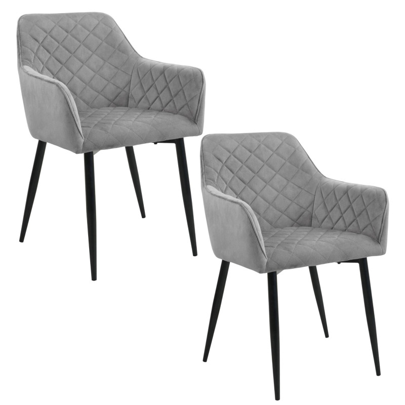 2x Welurowe krzesło tapicerowane pikowane SJ.082 Szare