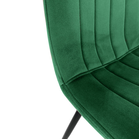 Welurowe krzesło tapicerowane pikowane SJ.9 Butelkowa Zieleń detal
