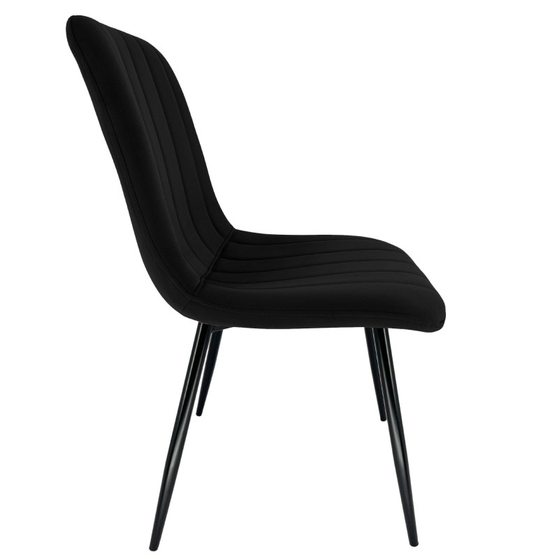Welurowe krzesło tapicerowane pikowane SJ.9 Czarne bok
