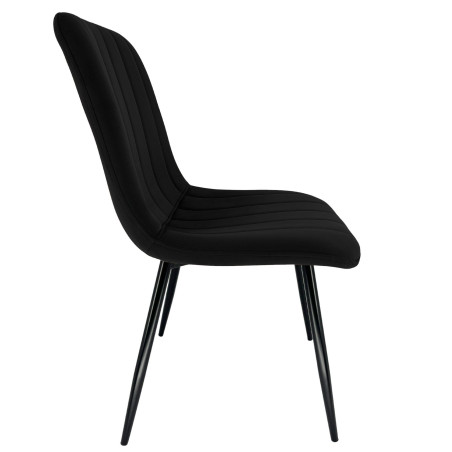 2x Welurowe krzesło tapicerowane pikowane SJ.9 Czarne bok