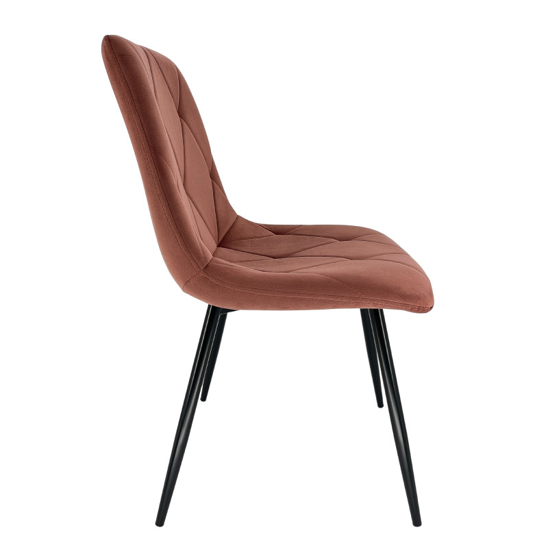 2x Welurowe krzesło tapicerowane pikowane SJ.3 Różowe bok