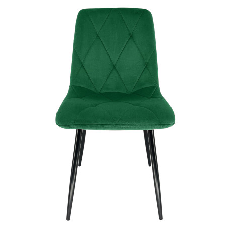 2x Welurowe krzesło tapicerowane pikowane SJ.3 Butelkowa Zieleń front