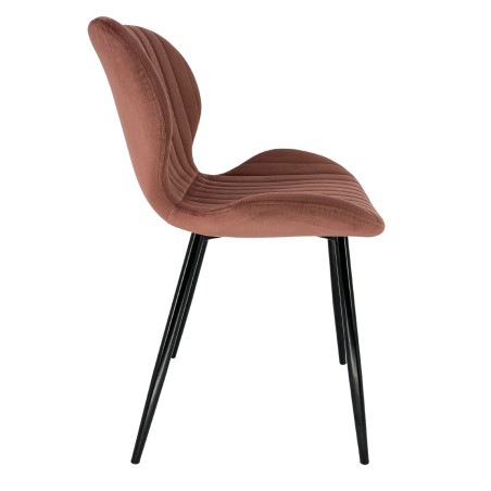 Welurowe krzesło tapicerowane pikowane SJ.17 Różowe bok