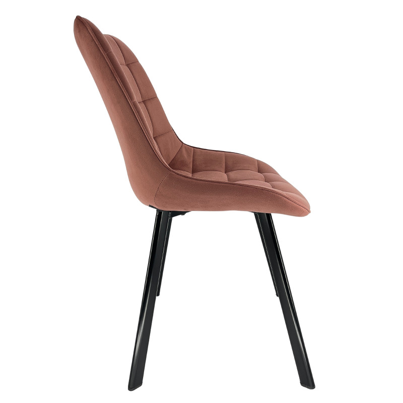 2x Welurowe krzesło tapicerowane pikowane SJ.22 Różowe bok