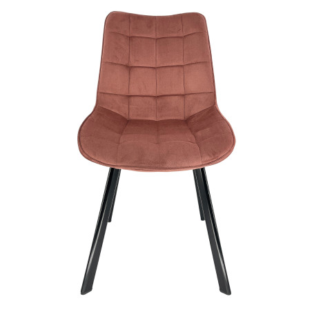 2x Welurowe krzesło tapicerowane pikowane SJ.22 Różowe front