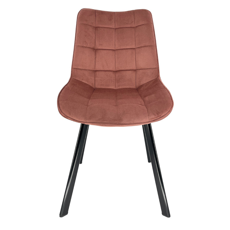 4x Welurowe krzesło tapicerowane pikowane SJ.22 Różowe front
