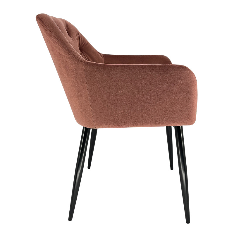 2x Welurowe krzesło tapicerowane pikowane SJ.030 Różowe bok