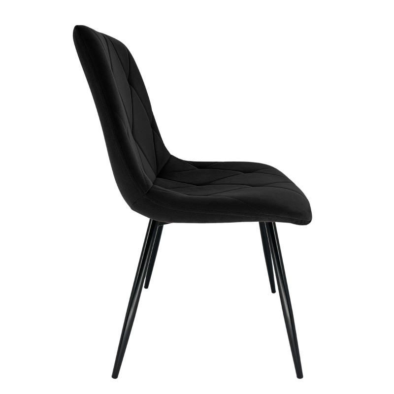 2x Welurowe krzesło tapicerowane pikowane SJ.3 Czarny bok
