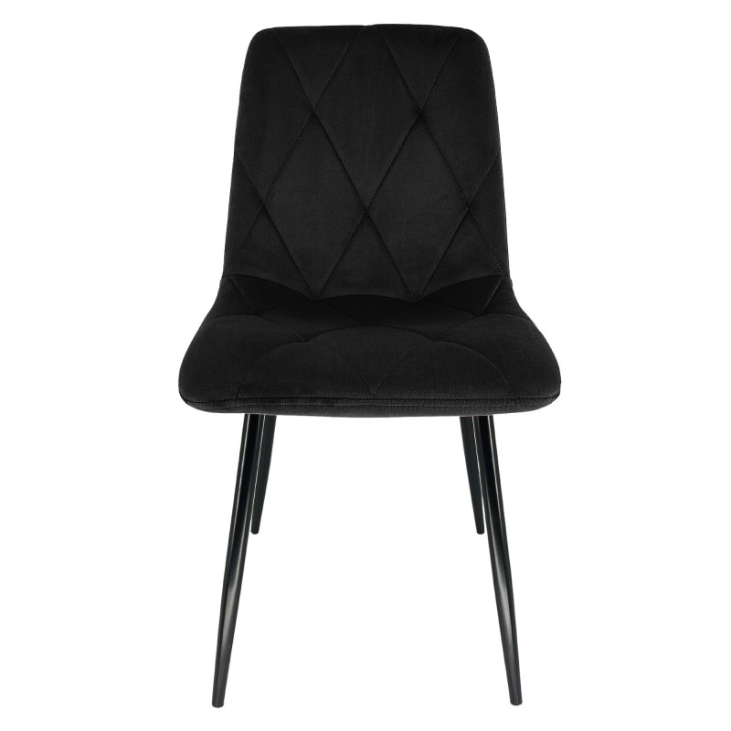 2x Welurowe krzesło tapicerowane pikowane SJ.3 Czarny front