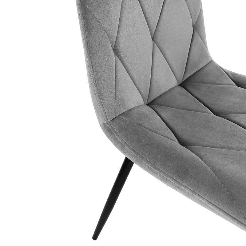 Welurowe krzesło tapicerowane pikowane SJ.3 Szare detal