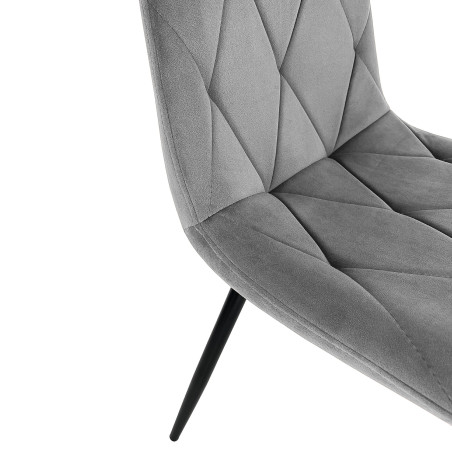 2x Welurowe krzesło tapicerowane pikowane SJ.3 Szare detal