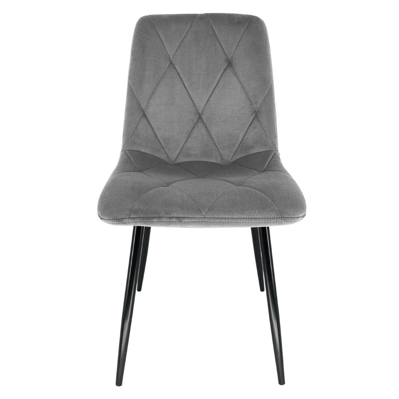 2x Welurowe krzesło tapicerowane pikowane SJ.3 Szare front