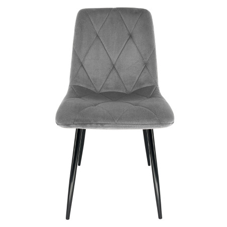 2x Welurowe krzesło tapicerowane pikowane SJ.3 Szare front