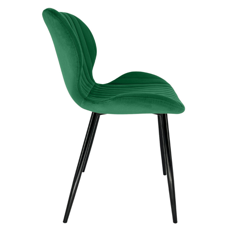 Welurowe krzesło tapicerowane pikowane SJ.17 Butelkowa zieleń bok
