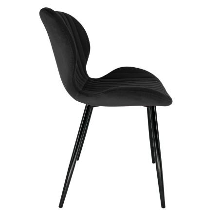 Welurowe krzesło tapicerowane pikowane SJ.17 Czarne bok