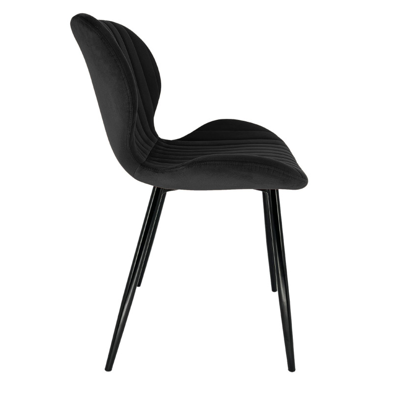 2x Welurowe krzesło tapicerowane pikowane SJ.17 Czarne bok