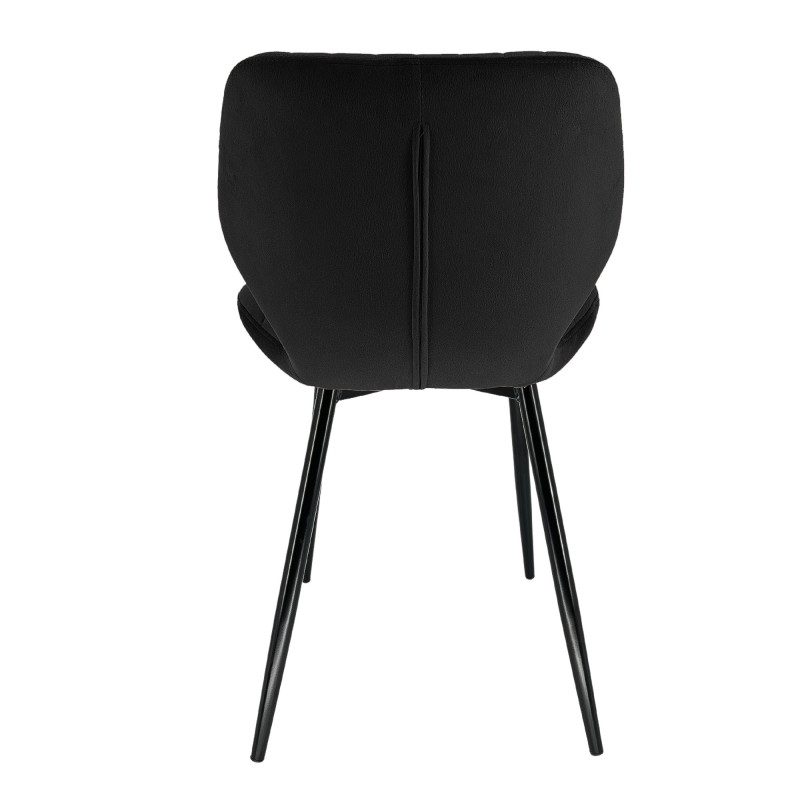 2x Welurowe krzesło tapicerowane pikowane SJ.17 Czarne tył