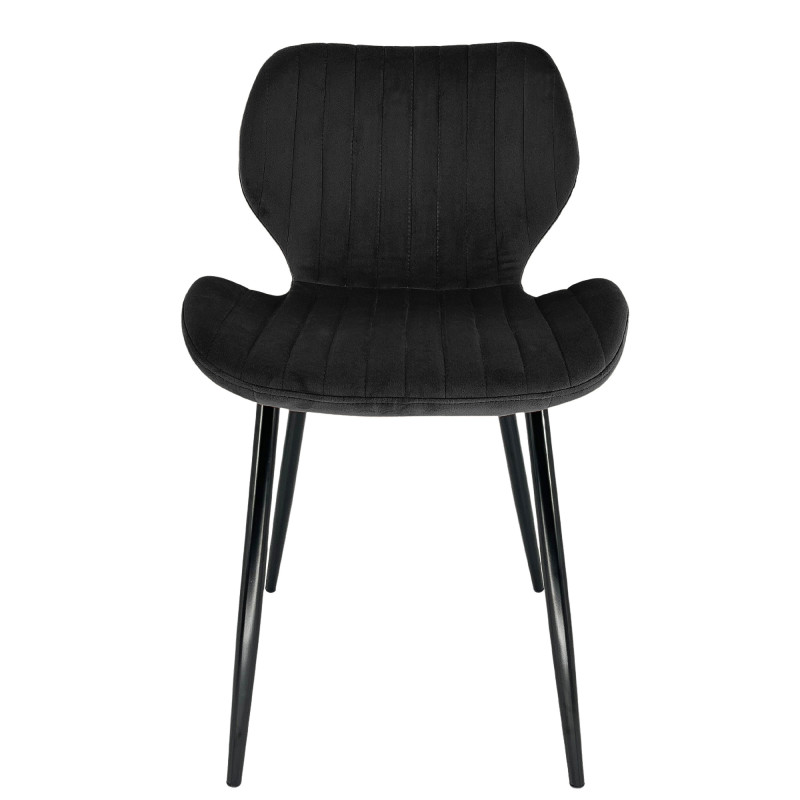2x Welurowe krzesło tapicerowane pikowane SJ.17 Czarne front