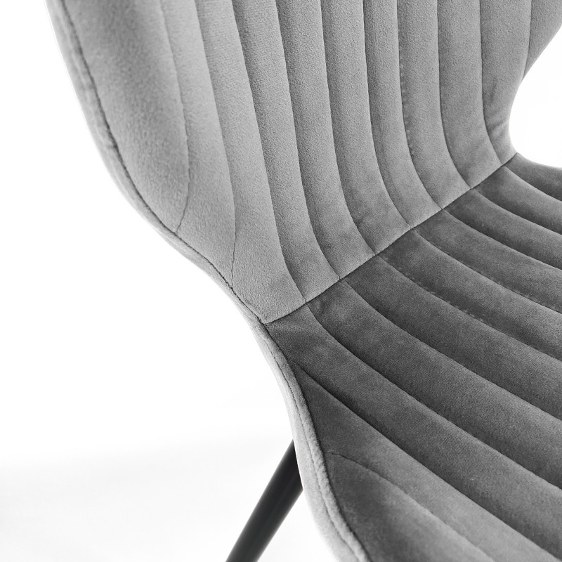 Welurowe krzesło tapicerowane pikowane SJ.17 Szare detal