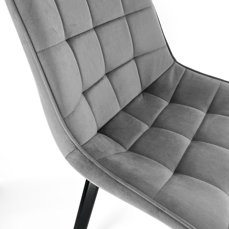 4x Welurowe krzesło tapicerowane pikowane SJ.22 Szare detal