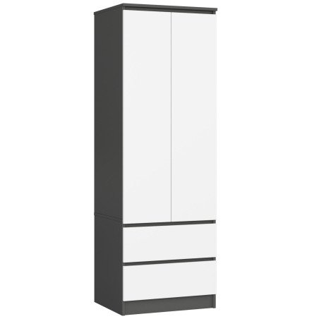 Szafa STAR S 60 cm 2 drzwi 2 szuflady - grafit szary-biała