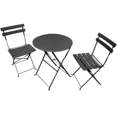 Zestaw mebli balkonowych Orion stół + 2 krzesła czarny