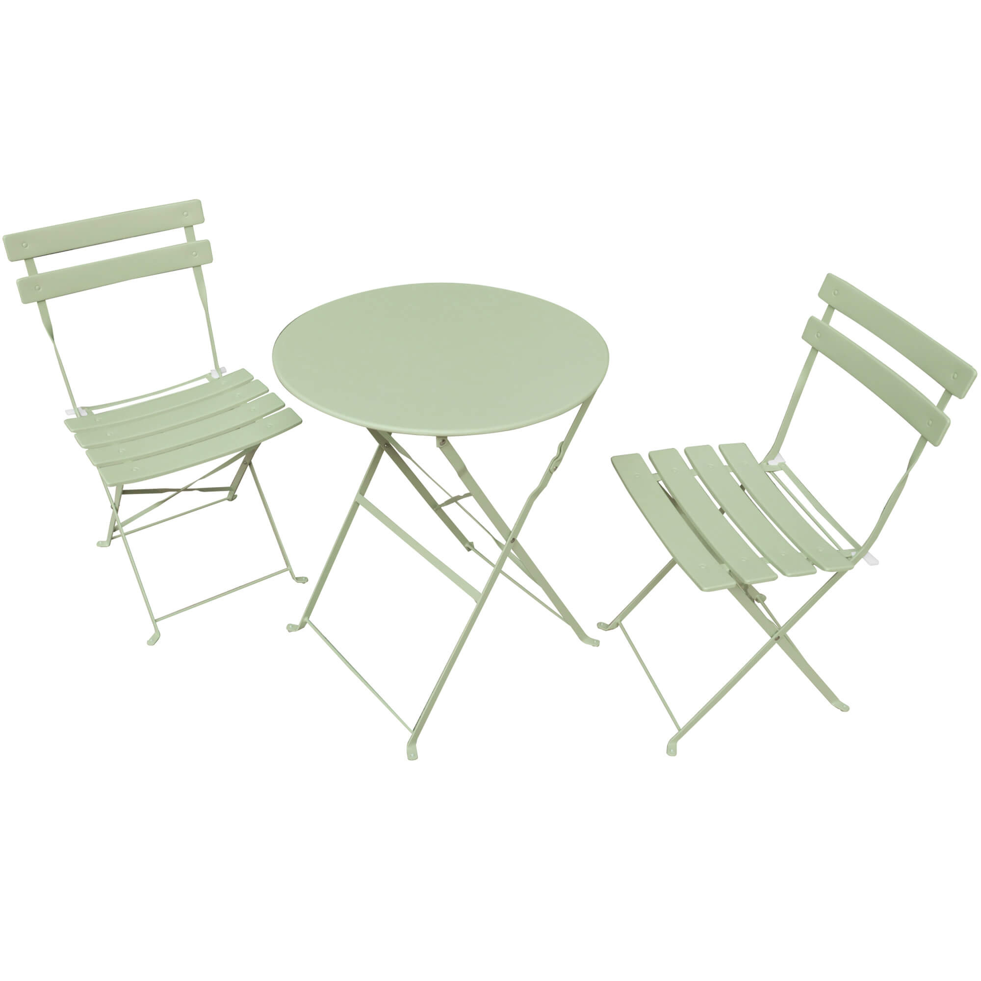 Zestaw mebli balkonowych ORION Okrągły stół i 2 krzesła w kolorze świeżej zieleni - AKORD Fabryka Mebli