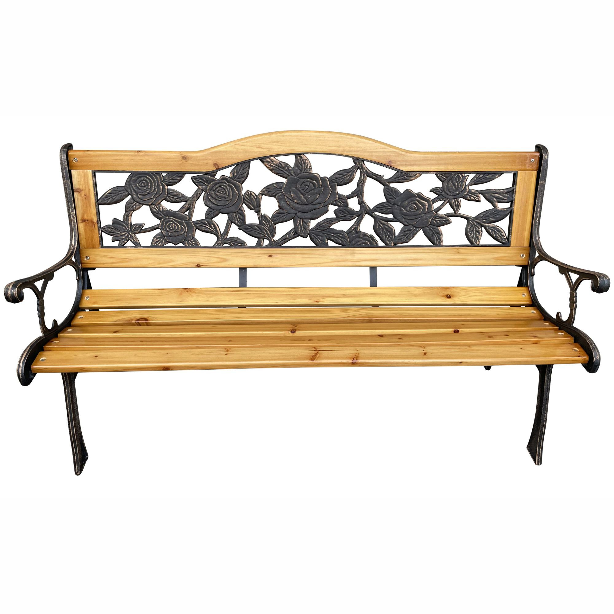 Czarna ławka ogrodowa ROSA z lakierowanym drewnem i stalowymi nogami szerokość 127 cm - AKORD Fabryka Mebli