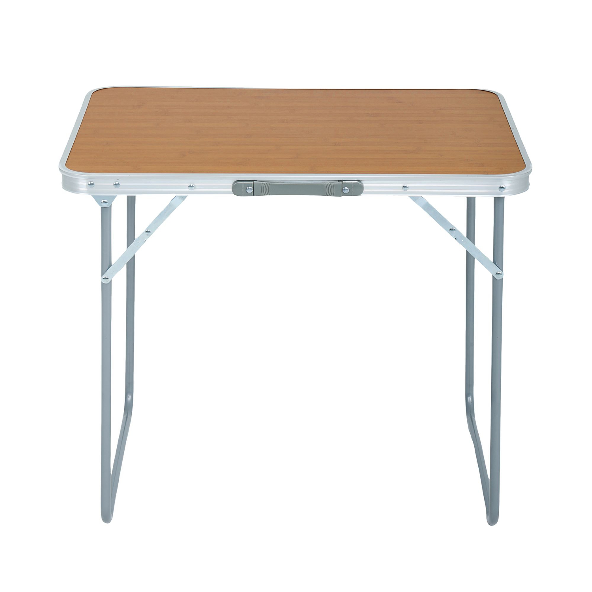 Składany stolik kempingowy ARES z aluminium o wyglądzie drewna wymiary 70x60x50 cm - AKORD Fabryka Mebli