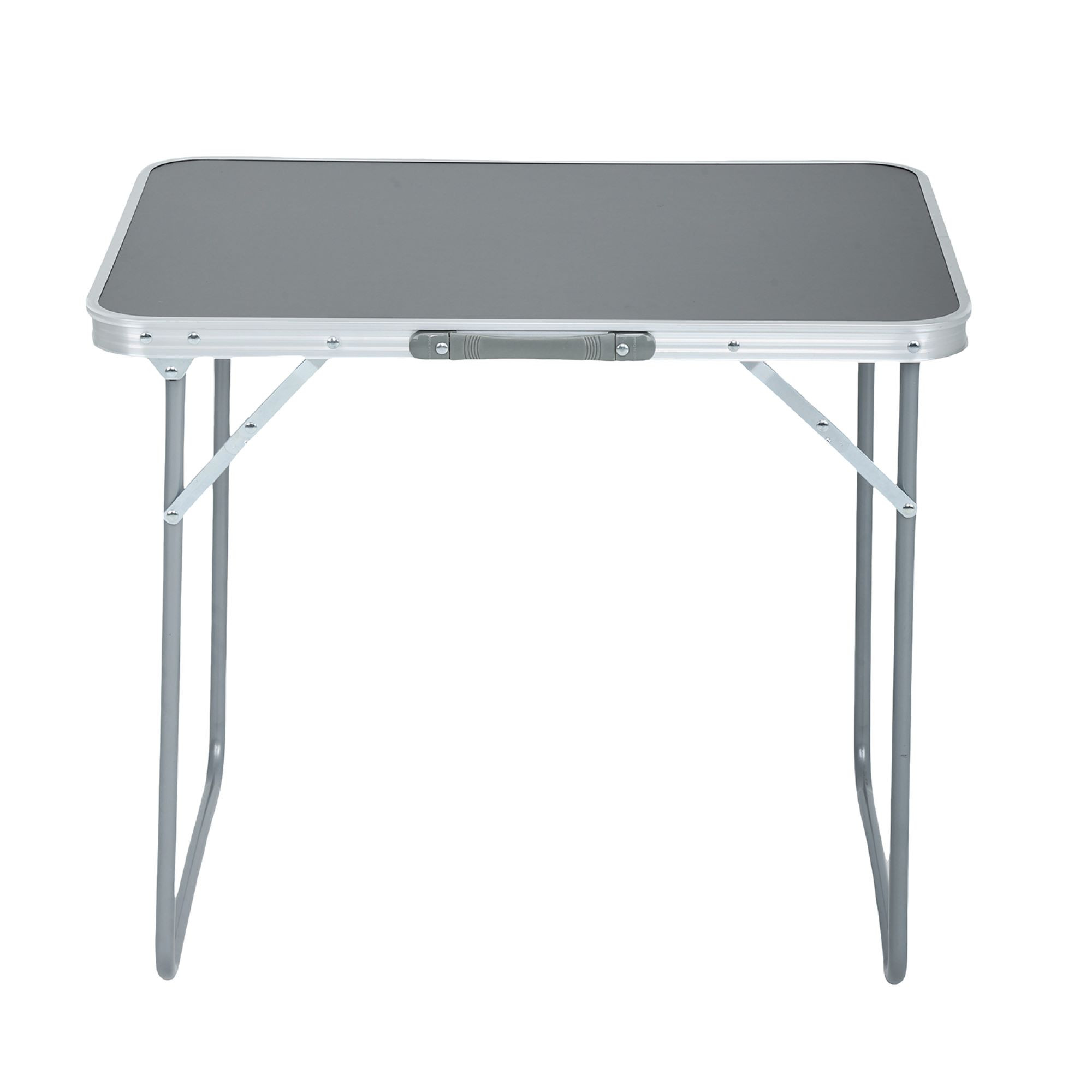 Składany stolik kempingowy ARES z szarego aluminium wymiary 70x60x50 cm - AKORD Fabryka Mebli